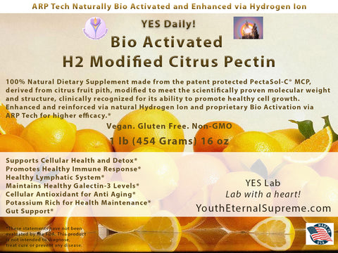 Bio Activated H2 MCP (Hydrogen Ion Reinforced-Modified Citrus Pectin) 1lb (454 grams)