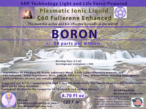 BORON Plasmatic Ionic Mineral-C60 Fullerene Enhanced (8.70 oz) 257ml