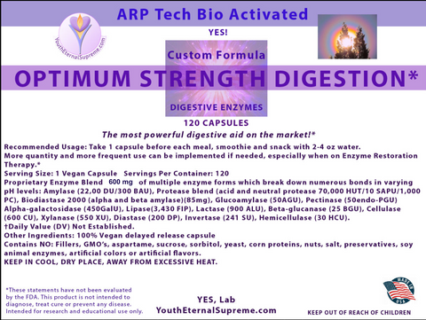 Optimum SUPREME STRENGTH DIGESTIVE ENZYMES ARP Tech Bio Activated, 120 caps.