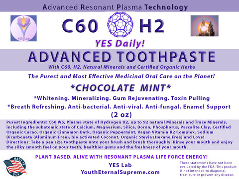 C60 H2 Advanced Toothpaste CHOCOLATE/MINT (Mineral and Herbal)  (2 oz)
