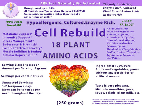Cell Rebuild (18 PLANT  AMINO ACIDS ) Powder 250 grams