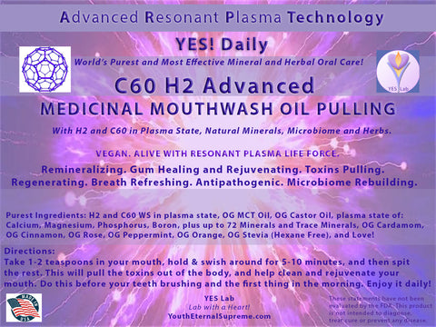 C60 H2 Advanced Medicinal Mouthwash and Oil Pulling Liquid (8 oz)