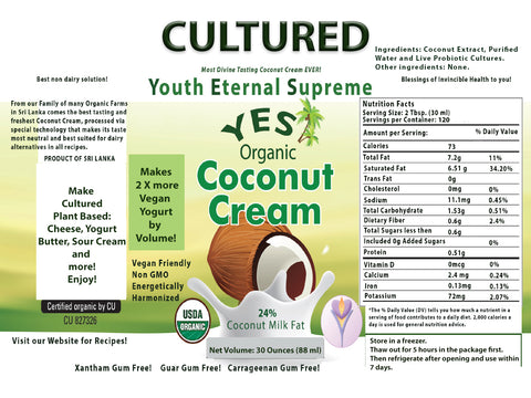 YES! CULTURED Coconut Cream (30 Fluid Oz)