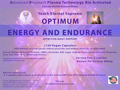 ARP Tech Custom Herbal Optimum ENERGY and ENDURANCE, 120 Vegan Caps