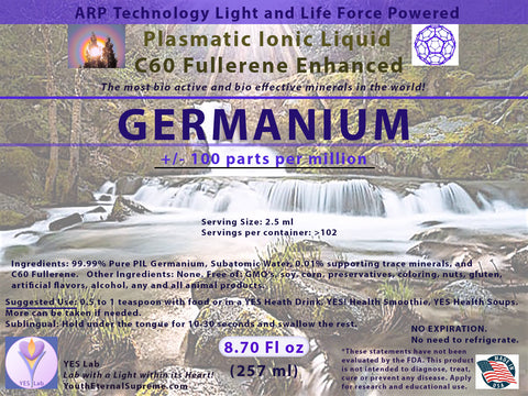 GERMANIUM Plasmatic Ionic Mineral-C60 Fullerene Enhanced (8.70 oz) 257ml