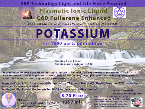 POTASSIUM Plasmatic Ionic Mineral-C60 Fullerene Enhanced (8.70 oz) 257ml