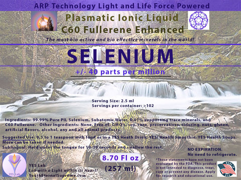 SELENIUM Plasmatic Ionic Mineral-C60 Fullerene Enhanced (8.70 oz) 257ml