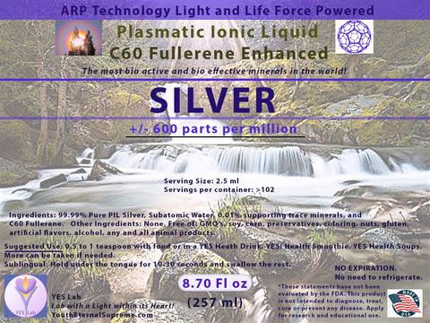 SILVER Plasmatic Ionic Mineral-C60 Fullerene Enhanced (8.70 oz) 257ml