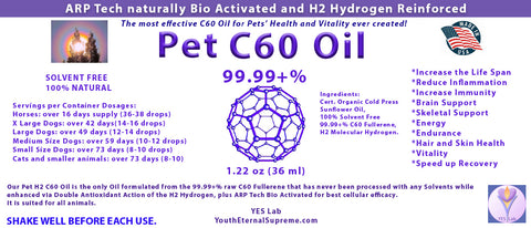 PET C60 Oil CONCENTRATE  99.99+% SOLVENT FREE 1.22 oz (36 ml) H2 Reinforced and ARP Tech Bio Activated